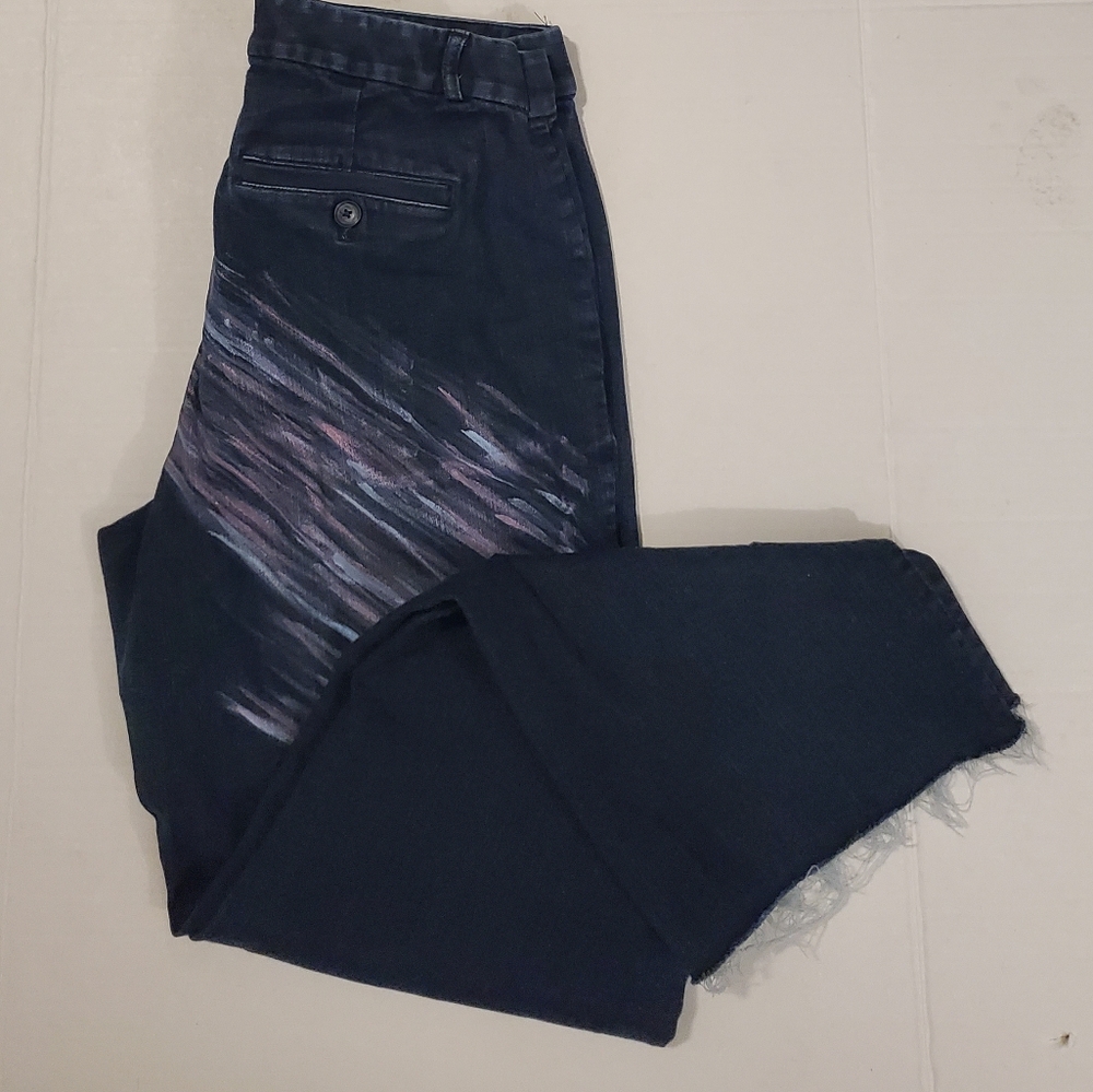 Banana Republic Dark Wash Logan Hand Print Jeans - Picture 7 of 9